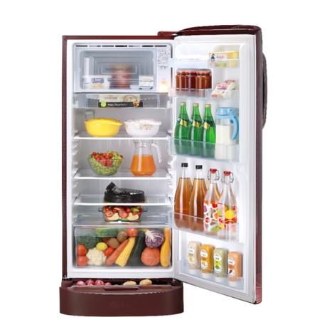 LG 224 L 5 Star Single Door Direct Cool Refrigerator with Smart Inverter Compressor Base Stand Drawer, Red Water Lily, GLD2356ZARW-1