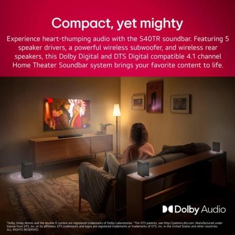 LG S40TR Soundbar with Dolby digital and Rear Surround Speakers 4.1 Channel, Perfectly Matches the 101.6 cm (40 inch) & above TV, Auto Power, True Wireless connectivity, Wow Orchestra-1