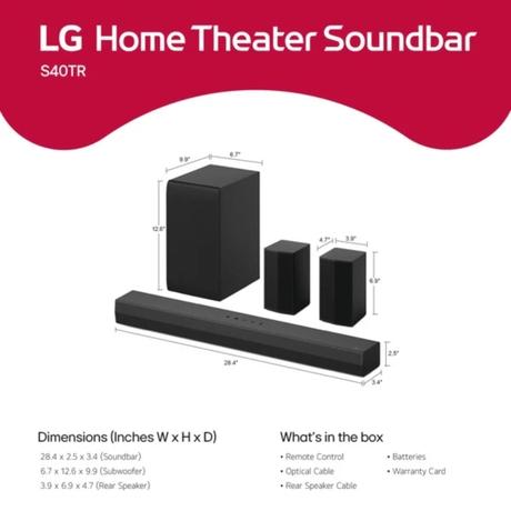 LG S40TR Soundbar with Dolby digital and Rear Surround Speakers 4.1 Channel, Perfectly Matches the 101.6 cm (40 inch) & above TV, Auto Power, True Wireless connectivity, Wow Orchestra-10