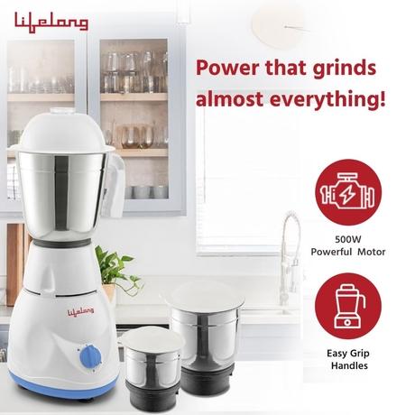 Lifelong Maxo LLMG21 500 Watts, 3 Jar Mixer Grinder-1