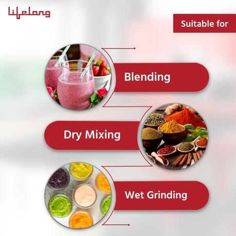 Lifelong Maxo LLMG21 500 Watts, 3 Jar Mixer Grinder-2