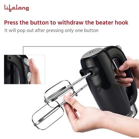 Lifelong Regalia 150W Hand Mixer, 5 Speed Option, Easy for Mixing Cake Batters and Atta, LLHM01-1
