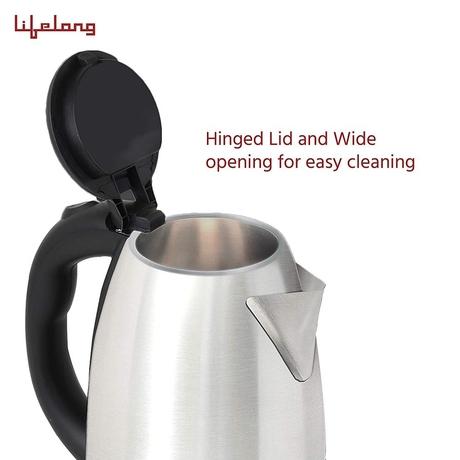 Lifelong 1.5L 1500W Stainless Steel Electric Kettle, Over-Heating Safety Protection, LLEK15, Silver-3