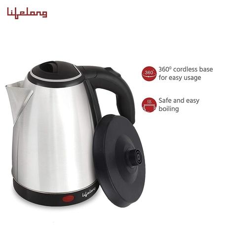 Lifelong 1.5L 1500W Stainless Steel Electric Kettle, Over-Heating Safety Protection, LLEK15, Silver-4