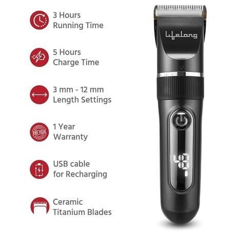 Lifelong Hair & Beard Trimmer LLPCM17 With 3hr Runtime,6 Combs (3mm - 12mm) & Digital Display (Grey)-1