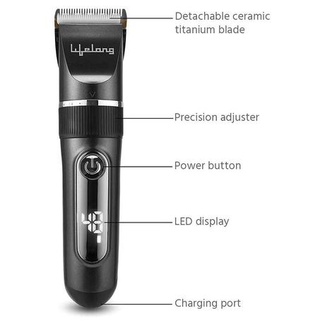 Lifelong Hair & Beard Trimmer LLPCM17 With 3hr Runtime,6 Combs (3mm - 12mm) & Digital Display (Grey)-5