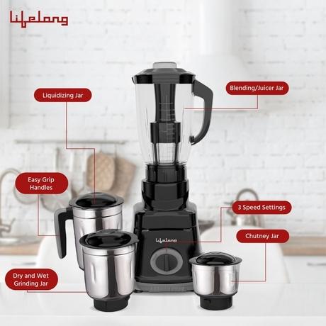 Lifelong LLMG75 750 Watt,4 Jar Mixer Grinder,Black-1