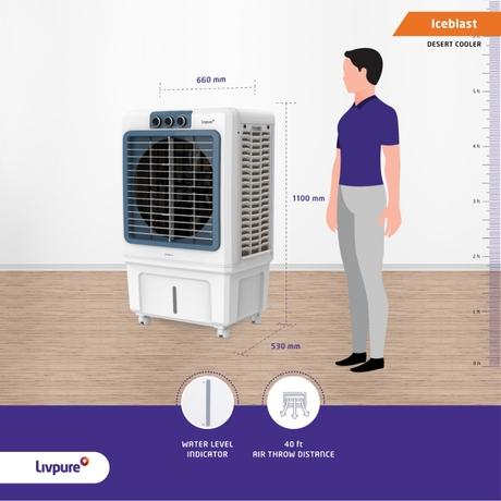 Livpure Iceblast 70 L Desert Air Cooler with 5500 CMH Air delivery, 70 Litres, White & Blue-3