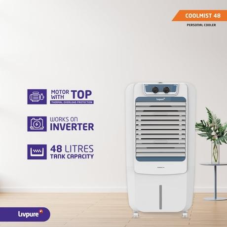 Livpure Coolmist 48 L Personal Air Cooler with 2300 CMH Air delivery, 48 Litres, White & Grey-1