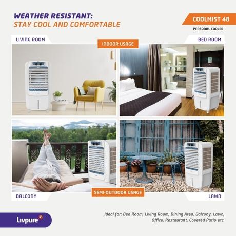 Livpure Coolmist 48 L Personal Air Cooler with 2300 CMH Air delivery, 48 Litres, White & Grey-4