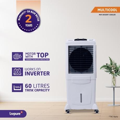 Livpure Multicool 60L Desert Air Cooler with 3000 CMH Air delivery, 60 Litres, White-1