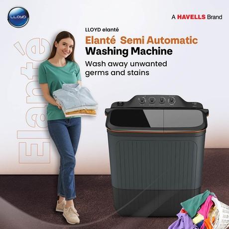 Lloyd 8 Kg Top Loading Semi Automatic Washing Machine, Elante GLWMS80AVGEL-1
