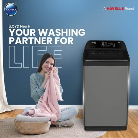LLOYD NEO-H 8.0KG Top Load Fully Automatic Washing Machine with In built Heater, GLWMT80GMBNH-1