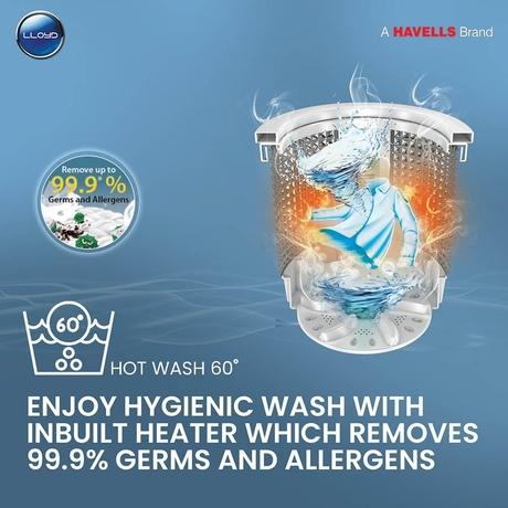 LLOYD NEO-H 8.0KG Top Load Fully Automatic Washing Machine with In built Heater, GLWMT80GMBNH-5