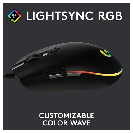 Logitech G102 Wired Optical Mouse with Customizable RGB Lighting, Black-1