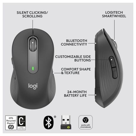 Logitech Signature M650-L Wireless Optical Mouse with Silent Click, Graphite-7