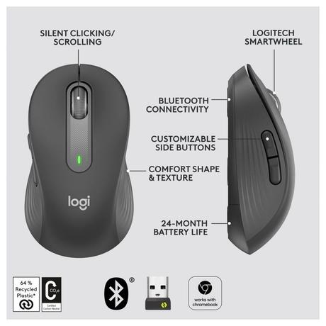Logitech Signature M650 Wireless Optical Mouse with Silent Click, Graphite-7