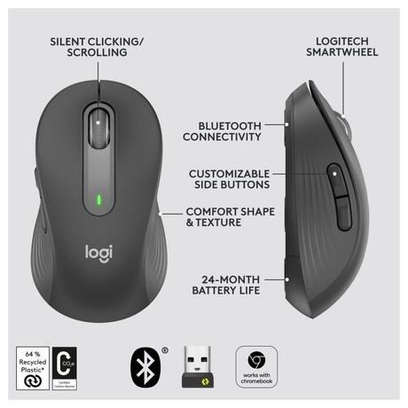 Logitech Signature M650 Wireless Optical Mouse with Silent Click, Graphite-7