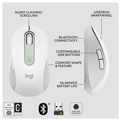 Logitech Signature M650 Wireless Optical Mouse with Silent Click, Off White-7