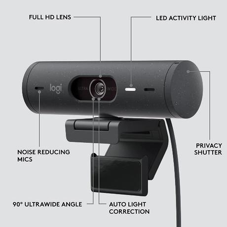 Logitech Brio 500 Full HD 1080p Webcam, Graphite-5