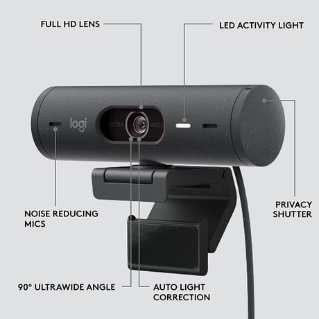 Logitech Brio 500 Full HD 1080p Webcam, Graphite-5