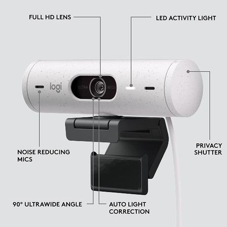 Logitech Brio 500 Full HD 1080p Webcam, White-5