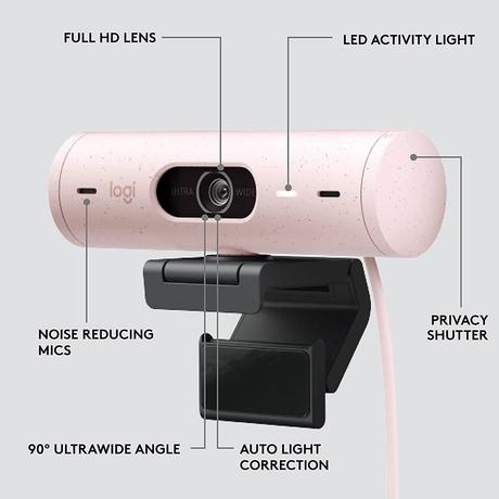 Logitech Brio 500 Full HD 1080p Webcam, Rose-5