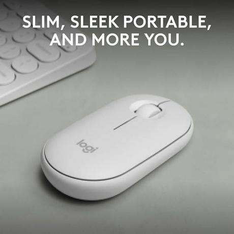 Logitech Pebble Mouse 2 M350s Slim Bluetooth Wireless Mouse, White-1