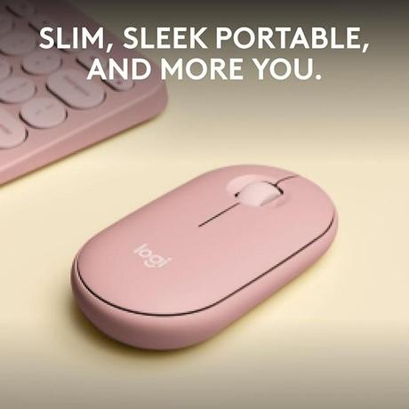 Logitech Pebble Mouse 2 M350s Slim Bluetooth Wireless Mouse, Rose-1