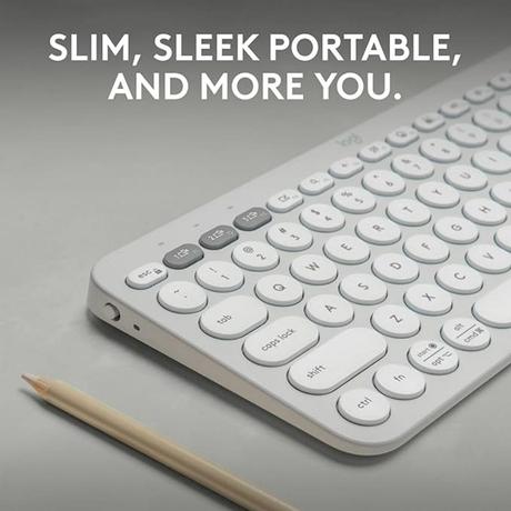 Logitech K380s Pebble Keys 2 Multi-Device Bluetooth Wireless Keyboard, White-1