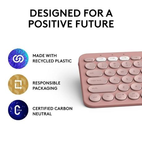 Logitech K380s Pebble Keys 2 Multi-Device Bluetooth Wireless Keyboard, Rose-11
