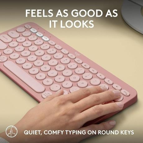 Logitech K380s Pebble Keys 2 Multi-Device Bluetooth Wireless Keyboard, Rose-5