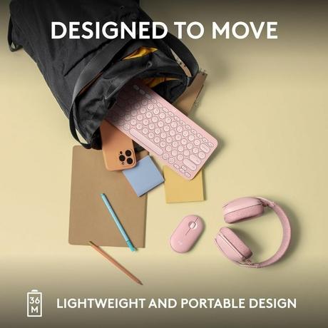 Logitech K380s Pebble Keys 2 Multi-Device Bluetooth Wireless Keyboard, Rose-8