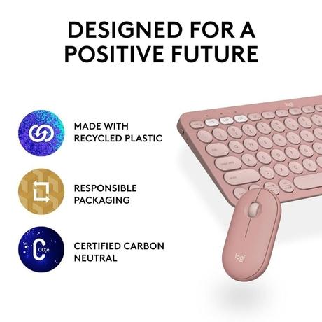 Logitech Pebble 2 Combo, Wireless Keyboard and Mouse, Tonal Rose-10