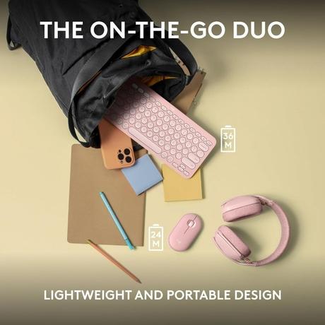 Logitech Pebble 2 Combo, Wireless Keyboard and Mouse, Tonal Rose-8