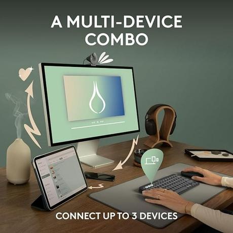 Logitech Pebble 2 Combo, Wireless Keyboard and Mouse, Tonal Blue-2