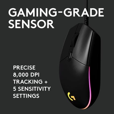 Logitech G203 USB Light Sync Wired Gaming Mouse with Customizable RGB Lighting, 6 Programmable Buttons, Gaming Grade Sensor, 8K DPI Tracking, 16.8 million Colour, Light Weight, Black-8