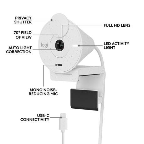 Logitech Brio 300 Web Camera, Off White-5