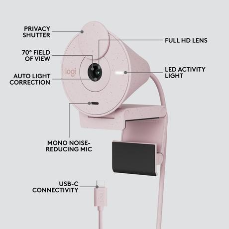 Logitech Brio 300 Web Camera, Rose-5