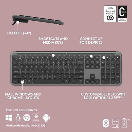 Logitech K950 Wireless Bluetooth Keyboard, Graphite-8