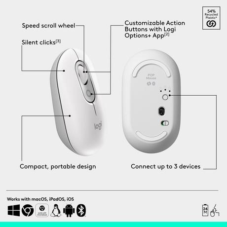 Logitech Pop Icon Wireless Mouse, Off White-5