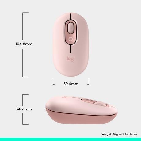 Logitech Pop Icon Wireless Mouse, Rose-8