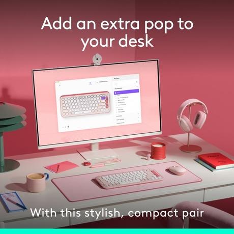 Logitech POP Icon Bluetooth Keyboard and Mouse Combo, Rose-1