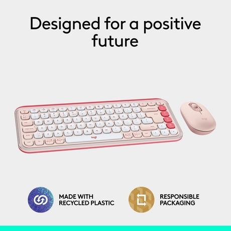 Logitech POP Icon Bluetooth Keyboard and Mouse Combo, Rose-10