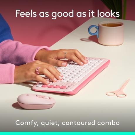 Logitech POP Icon Bluetooth Keyboard and Mouse Combo, Rose-2