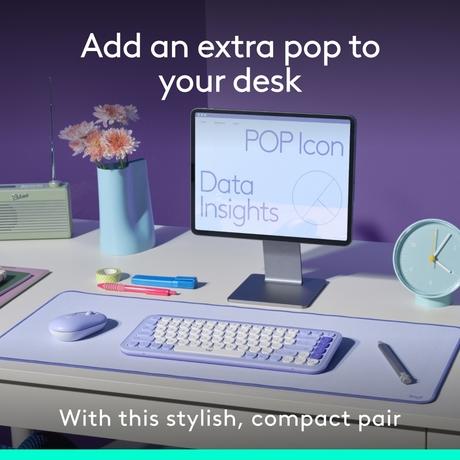 Logitech POP Icon Bluetooth Keyboard and Mouse Combo, Lilac-1