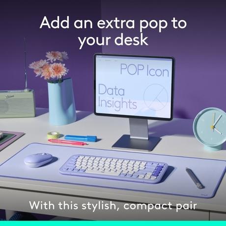 Logitech POP Icon Bluetooth Keyboard and Mouse Combo, Lilac-1
