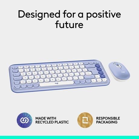 Logitech POP Icon Bluetooth Keyboard and Mouse Combo, Lilac-10