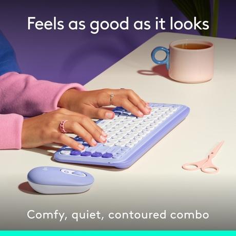 Logitech POP Icon Bluetooth Keyboard and Mouse Combo, Lilac-2