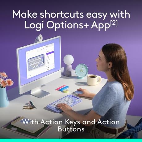 Logitech POP Icon Bluetooth Keyboard and Mouse Combo, Lilac-3